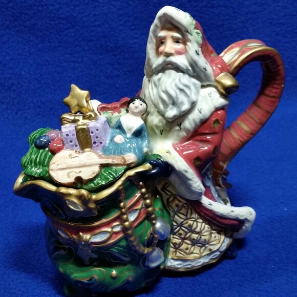 Fitz & Floyd Florentine Christmas Sugar Bowl and Creamer Set 1998 PreOwned AS IS - Picture 7 of 10